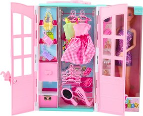 LEAN Toys Sada bábika so šatníkom oblečenie a módne doplnky pre dievčatá