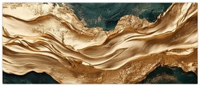 Obraz - Zelená abstrakcia so zlatom II. (120x50 cm)