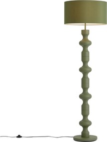 Retro stojaca lampa zelená s látkovým tienidlom 160cm - Captain