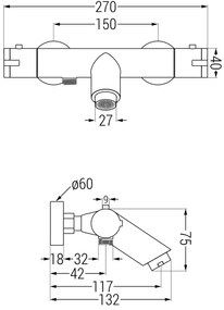 Mexen Carl, sprchový set s dažďovou sprchou a KAI termostatickou vaňovou batériou, čierna matná, 77300240-70