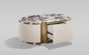 Konferenční stolek Stilig ST914B 122 cm mramor/krémový/zlatý