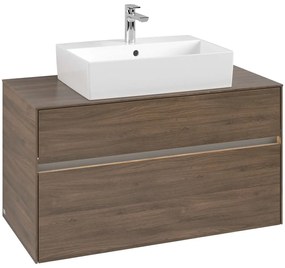 VILLEROY &amp; BOCH Collaro závesná skrinka pod umývadlo na dosku (umývadlo v strede), 2 zásuvky, s LED osvetlením, 1000 x 500 x 548 mm, Arizona Oak, C125B0VH