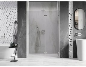 Mexen, Mexen Lunar L pravé otočné sprchové dvere 135 cm, transparentné, brúsený nikel - 834L-135-000-97-00-P