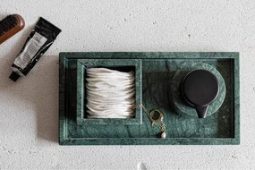 Tmavozelený mramorový kúpeľňový organizér na vatové tampony Marble – Mette Ditmer Denmark