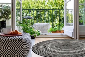 Koberec kruh SIZAL FLAT 48837690 Boho, vrkoč - čierny