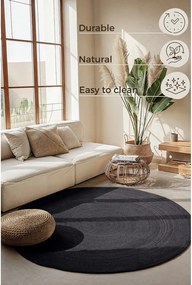 Čierny obojstranný/ručne tkaný jutový okrúhly koberec ø 140 cm Braided – Hanse Home