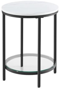 Príručný stolík ERIC s mramorovým dizajnom, 45x55cm, čierna/biela Vasagle