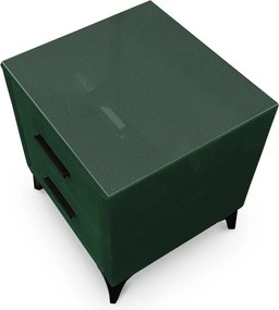 Nočný stolík s 2 zásuvkami Joy, tmavo zelená látka