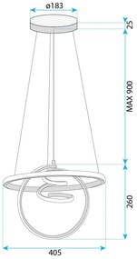 Toolight Toolight, LED závesné svietidlo 3x20W, 4000K, G066-CP, zlatá lesklá, OSW-08699