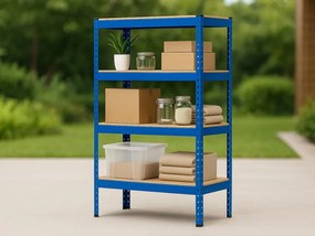 Regál 150x70x30 cm lakovaný 4-policový, nosnosť 700 kg - modrý