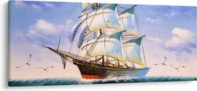 Obraz lode na vlnách (120x50 cm)