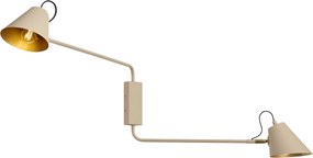 Moderná nástenná lampa taupe so zlatým interiérom nastaviteľná 2-svetelná - Lune