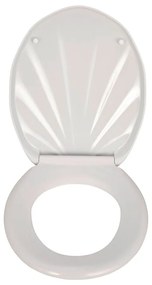 Biele WC sedadlo s jednoduchým zatváraním Wenko Premium Sea Shell, 45,5 × 38 cm