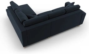 Tmavomodrá zamatová rozkladacia/s úložným priestorom rohová pohovka (pravý roh/do L) Kyoto – Cosmopolitan Design