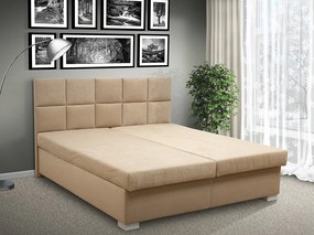 Čalúnená posteľ s úložným priestorom Morava 180 peľasť / farba: POLOHOVACÍ / Alova hnědá, peľasť / matrac: PUR PENA