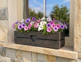 AMADEA Drevený obal s hrantíkom so srdcom tmavý, 62x21,5x17cm Český výrobok