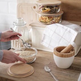 Florina Sklenená dóza s bambusovým viečkom Clavato, 390 ml, S