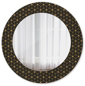 Okrúhle ozdobné zrkadlo Hexagonálna geometria fi 50 cm