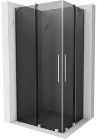 Mexen Velar Duo, sprchový kút s posuvnými dverami 100 x 90 cm, 8mm šedé sklo, brúsená oceľ, 871-100-090-42-97