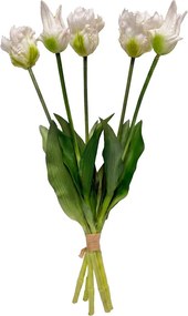 Umelá biela kvetina zväzok papagájových tulipánov Clayre & Eef – 42 cm