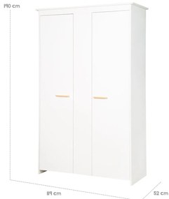 Biela detská šatníková skriňa 119x190x52 cm Anton – Roba