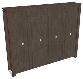 Vysoká šatníková skriňa Verno+ S 260 x 46 x 210 cm, dub antracit / oranžová