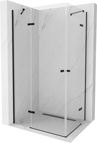 Mexen Roma Duo, sprchovací kút 80 (dvere) x 70 (dvere) cm, 6mm číre sklo, čierny profil, 854-080-070-70-00-02