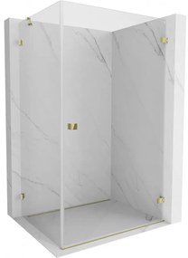 Mexen Lunar-B, pravostranný výklopný sprchový kút 95 x 90 cm, 8mm číre sklo, zlatý profil, 832-095-090-50-00-P