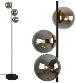 Stojacia lampa Paris, 3x grafitové sklenené tienidlo, B/G