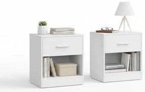 Nočné stolíky NOVERA sada 2 ks 39x28 cm, biele