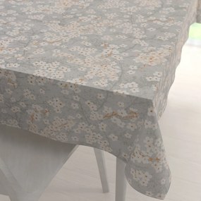 Biante Bavlnený obdĺžnikový obrus Sandra SA-634 Biele čerešňové kvety na sivom 50x100 cm