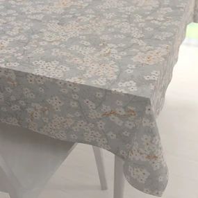 Biante Bavlnený obdĺžnikový obrus Sandra SA-634 Biele čerešňové kvety na sivom 50x100 cm