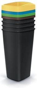 Set košov na triedený odpad, hranaté, 4 x 25 l, farebná