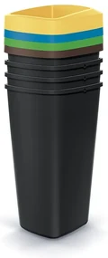 Set košov na triedený odpad, hranaté, 4 x 25 l, farebná