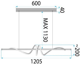 Toolight Toolight, LED stropné svietidlo 120cm, 50W, 3000K, LHJ023-CP, čierna matná, OSW-50011