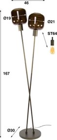 Stojaca lampa 84-30 Bronza 2L Brown Glass - Komfort-nábytok