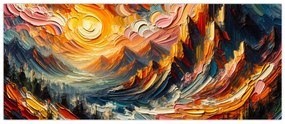 Obraz - Hory zalité slnkom (120x50 cm)