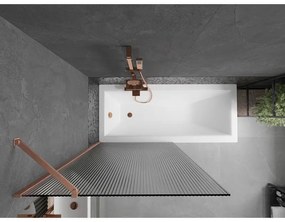 Mexen Next, 1-krídlová vaňová zástena 90 x 150 cm, 6mm sklo Ribs, medená matná, 895-090-000-00-09-65