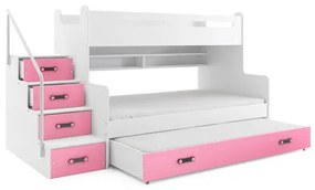 Detská poschodová posteľ MAX III s výsuvnou posteľou 80x200 cm - biela Sivá