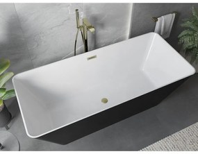 Mexen Velo Slim, voľne stojaca vaňa 170 × 75 cm, biela lesklá, zlatý matný prepad, 52811707500-55