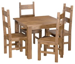 IDEA Jedálenský stôl 92x92 + 4 stoličky EL DORADO dub antik