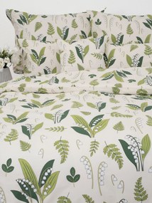 Francúzske bavlnené obliečky Renforcé - Konvalinky prírodné