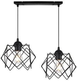 Závesné svietidlo Stella, 2x čierne drôtené tienidlo