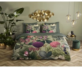 Kaki obliečky na jednolôžko/predĺžené z bavlneného saténu 140x220 cm Onaz – Descanso