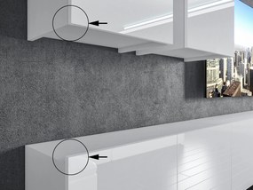 Obývacia stena Belini Premium Full Version biely lesk / dub wotan + LED osvetlenie Nexum 43