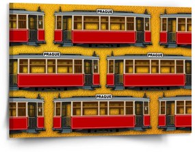 Sablio Obraz Pražské historické električky Žltý Pattern - 150x110 cm