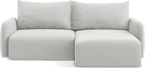 Svetlosivá zamatová rozkladacia/s úložným priestorom rohová pohovka (pravý roh/s leňoškou) Kalena – Makamii