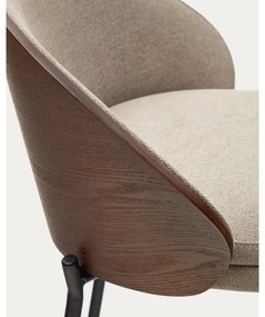 Hnedá/béžová barová stolička (výška sedadla 77 cm) Eamy – Kave Home