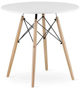 Jedálenská zostava TODI 80cm okrúhly stolový set biely + 4 stoličky LAGO zelené
