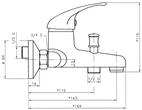 Novaservis Titania Iris, vaňová batéria bez príslušenstva 100 mm, chrómová, 92024/1,0